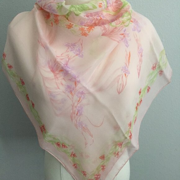 Hermes Scarf Cheval Fleuri H.d’Origny 90 cm Chiffon Silk mousseline - Picture 6 of 11